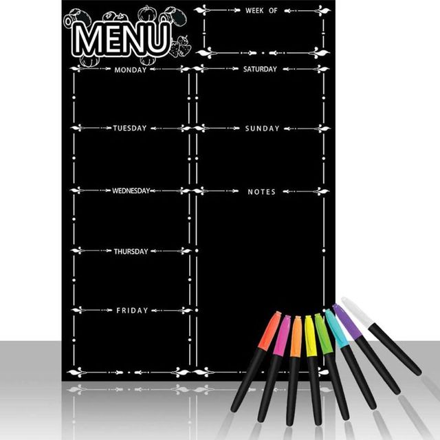 Magnetic Refrigerator Chalkboard Weekly Menu Meal Planner Grocery Shopping  List Board For Kitchen Fridge With 8 Color Markers - Whiteboard - AliExpress